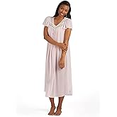 Miss Elaine Silk Essence Nightgown - Long Silky & Sheer Tricot Gown with Flutter Sleeves