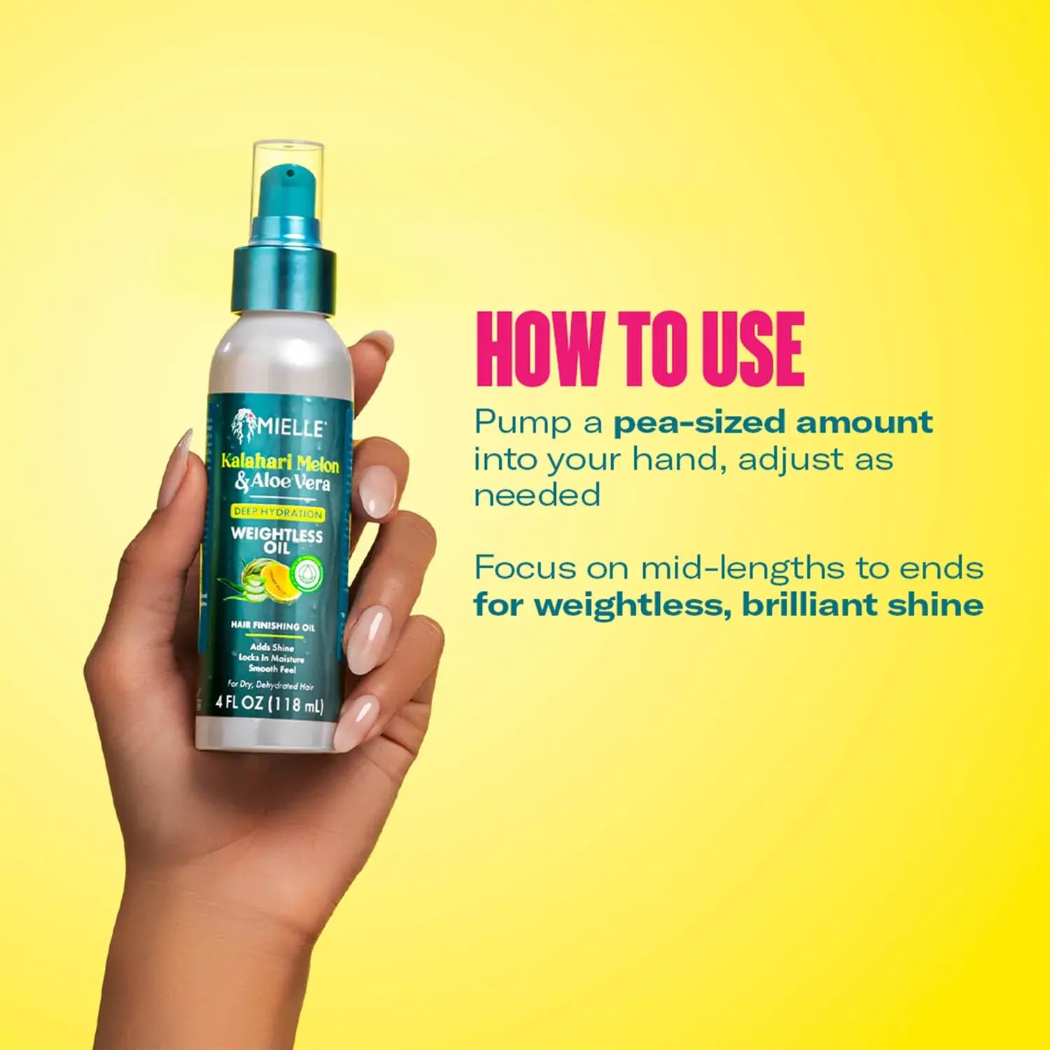 Mielle Weightless Hair Oil - Kalahari Melon & Aloe Vera Deep Hydration Hair Treatment for Dry, Curly and Textured Hair - Lightweight, Non-Greasy Formula for Long-Lasting Hydration (4 fl oz)