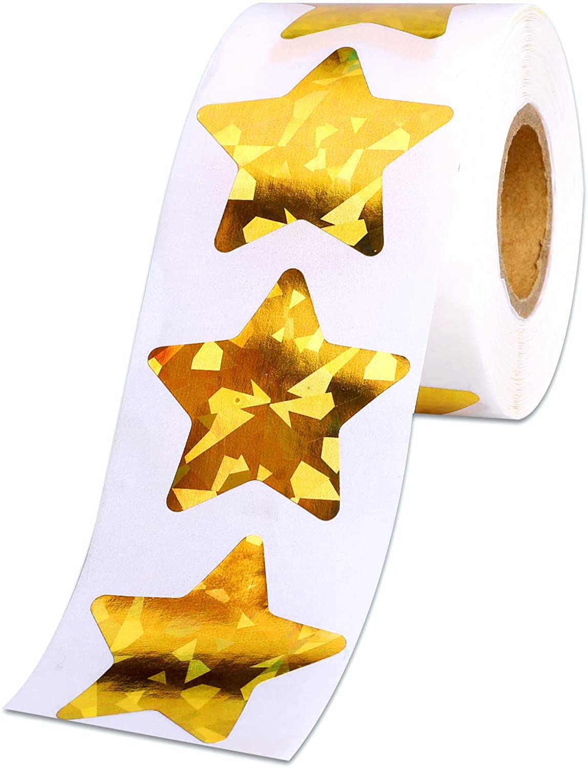 Photo 1 of 1.5" Large Holographic Gold Star Stickers for Kids Reward, 500 Pcs Foil Star Metallic Stickers Roll for Behavior Chart, Student Planner and School Classroom Teacher Supplies