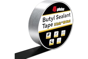 Bghdas - 1 Pack Butyl Sealant Tape 2" X 90' - Double Sided - Black Vapor Barrier Butyl Tape for Wall of Crawl Space, Rv Windows, Deck Boat, Crawlspace (Waterproof, Weatherproof)