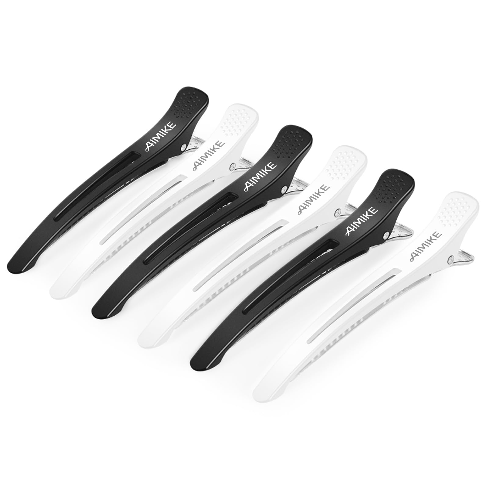 AIMIKE 6pcs Professional Hair Clips for Styling Sectioning, Non Slip No-Trace Duck Billed Hair Clips with Silicone Band, Salon and Home Hair Cutting Clips for Hairdresser, Women, Men