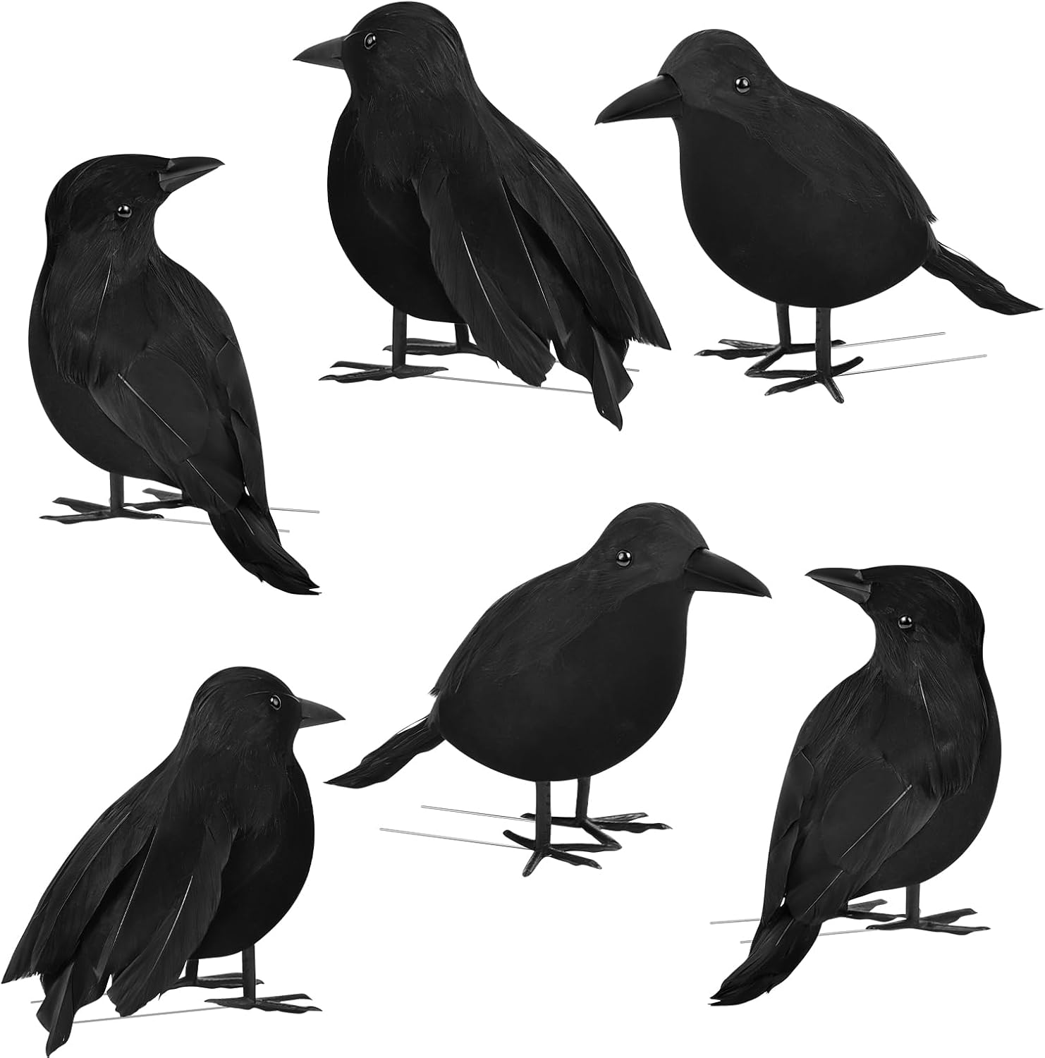 Holiday Décor Storage - LadyRosian Halloween Crow Decorations Black Crows Decor Lifelike Black Feathered Crows Fake Crow Prop for Outdoors and Indoors (6 Pack)