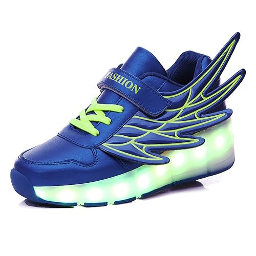 Unisex Kinder LED Rollenschuhe mit Automatisch Räder 7 Farbe Blinken USB Aufladen Leuchtend Skateboardschuhe Outdoor-Sportart