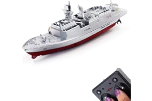 Tipmant Military RC Naval Ship Vessel Warcraft 2.4 GHz Remote Control Boat Speedboat Electric Water for Swimming Pool Kids Toy Birthday Gifts (Silver)