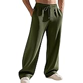 TAFLE Mens Striped Sweatpants Baggy Wide Leg Casual Pants Loose fit with Elastic Waist and Pockets