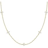 FUNEIA Dainty Silver Gold Necklaces for Women Trendy Non Tarnish 14K Gold Plated Cubic Zirconia Necklace Layered Cute Butterfly Heart Station Choker Necklace Stack for Wedding Prom Brides Jewelry