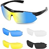 Hurdilen Polarized Cycling Sunglasses for Men Women, 5 Lenses UV Protection Anti-Glare Glasses for Sports, Baseball, Running