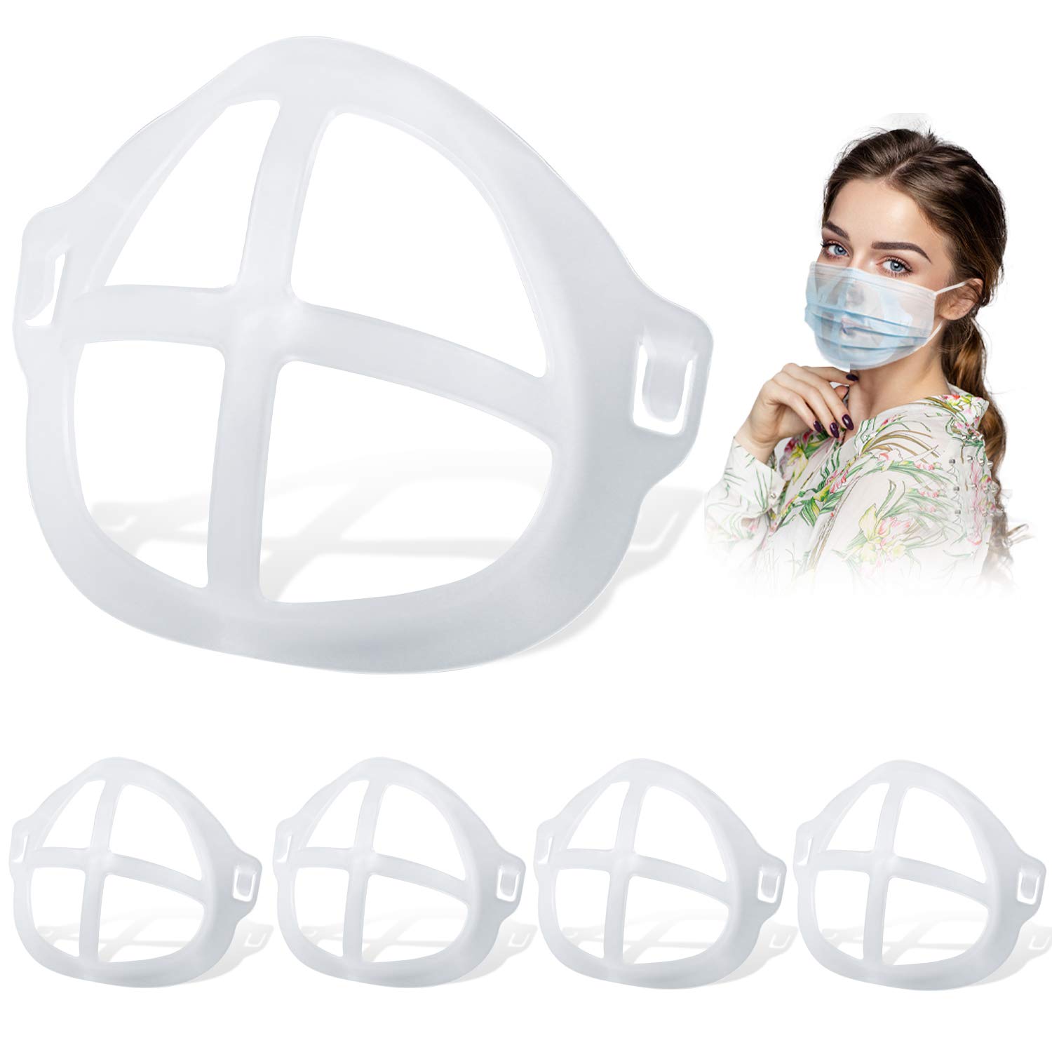 Giorefix 3D Mask Support Frame Silicone Mask Bracket for Lipstick Protection Soft Comfortable Breathing Washable Reusable Makeup Saver 5 pcs