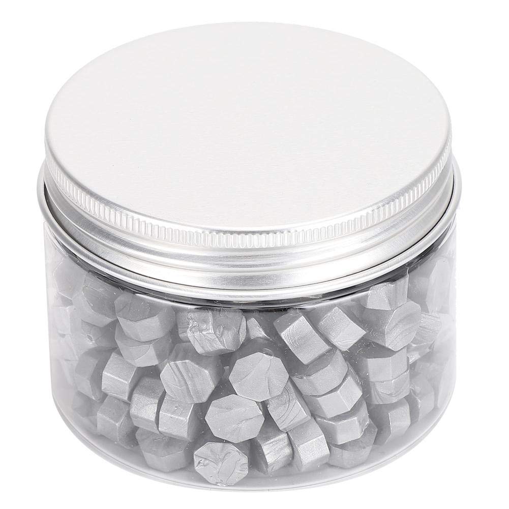 Sealing Wax Beads, 200Pcs Octagon Sealing Wax Beads for Postage Letter Wax Seal Stamp Wedding Invitation Card Envelope(Silver)