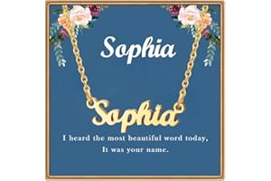 Ldurian Custom Name Necklace Personalized | Name Pendant Necklace Christmas Gifts | 14K Gold Dainty Name Plate Charm Necklaces for Birthday