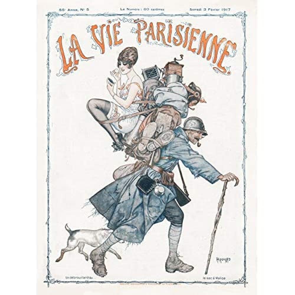 Artery8 La Vie Parisienne Soldier Dog World War 2 Magazine Cover Art Print Canvas Premium Wall Decor Poster Mural