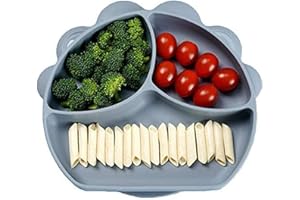 BABY DROM Silicone Suction Plates for Babies, Stick to High Chair Trays and Table, Divided Baby Dishes, Perfect Kids Plates, BPA Free