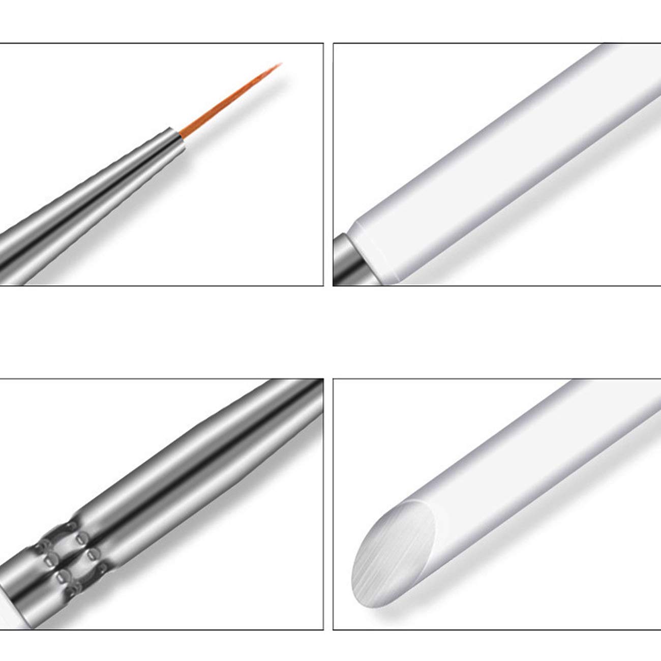 Tinsow 3pcs Professional Nail Art Brush Set Liner Pens Striping Brushes for Short Strokes, Details, Blending, Elongated Lines etc : Beauty