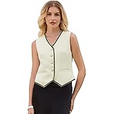 Hobemty Women's Tweed Blazer Vest Sleeveless Button Down V Neck Casual Business Waistcoat