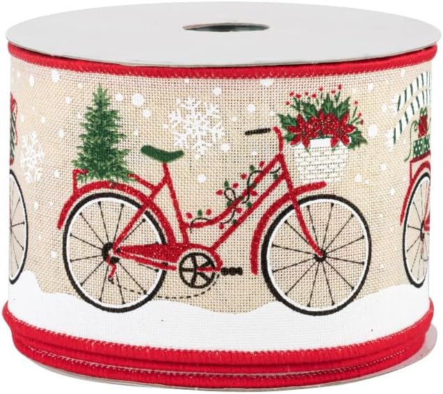 Bows & Ribbons - Christmas Bicycle Wired Edge Ribbon - 2 1/2