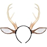 MOSTORY Antler Deer Ear Headband - Reindeer Horns Hairband for Adult Antlers Headpiece for Cosplay Renaissance Renfaire