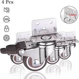 DrakSun 4 Pcs,Ruedas para Muebles Giratorias de Cuna,con Soporte en