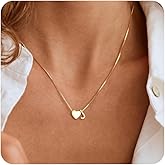 De Amo Sara Valentines Day Gifts for Women Her - Initial Necklace for Women Trendy, 14K Gold Plated A-Z Letter Necklace Dainty Heart Necklaces Tiny Hypoallergenic Pendant Gold Jewelry Birthday Gift