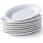 XINLTC 8 Inch Oval Ceramic Plate Set of 8, Ceramic Salad Plates Set | Small Dinner Plates, White Serving Plates for Salad Appetizer Snack, Porcelain Dessert Plates for Party, Daily Meals