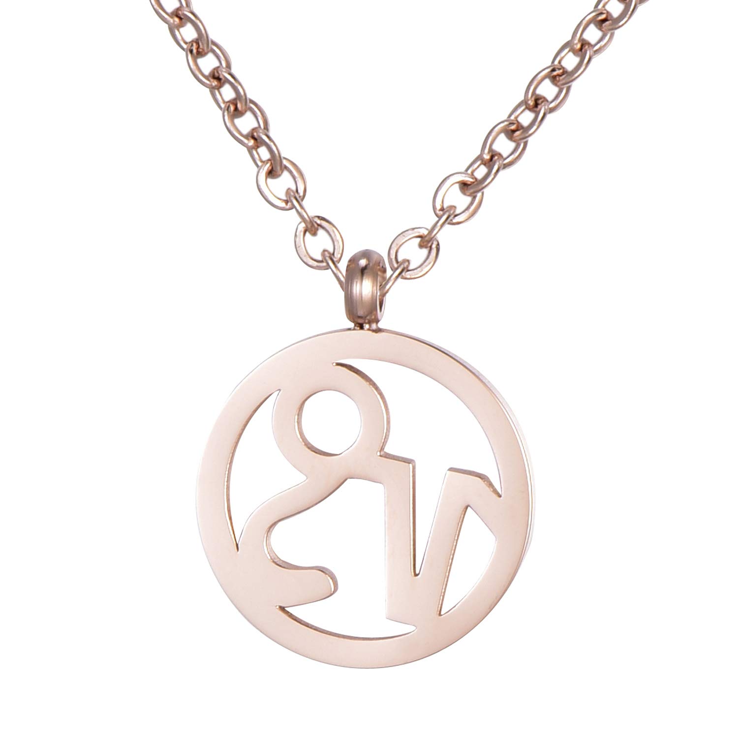 Morella Women's Stainless Steel Necklace Rose Gold with Pendant Star Sign Capricorn in a Velvet Bag
