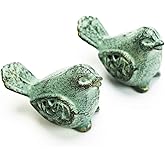 Sungmor Cast Iron Desktop Ornament - Graceful Hollow-Carved Birds Sculpture Home Decoration - Decorative & Lovely Animal Figurine Indoor Outdoor Statues - 2PC Pack & Green Color