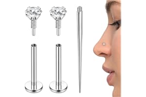 PunkTracker 16g/18g/20g Titanium Internal Thread CZ Stud Piercing Jewelry for Tragus Nose Helix Medusa Lip Labret - Helix Tragus Cartilage Earring for Women Men 3PCS