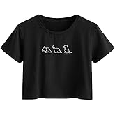 SweatyRocks Women's Casual Short Sleeve Crop Top Round Neck Tee Shirt