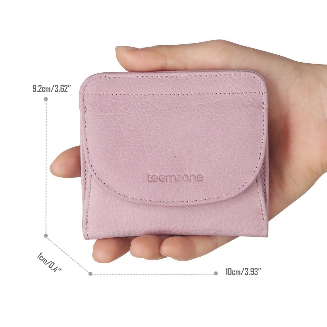 Portemonnaie-Leder-Damen-RFID Schutz-mit-Münzfach-Mini Geldbörse-Portmonee-Brieftasche (Rosa Weiss)
