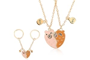 4pcs Capybara Friendship Necklace Set for 2 Women, Animal Magnetic Best Friend Match Bff Heart Charm Pendant Necklace & Keych