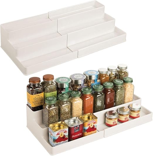Amazon Com Mdesign Plastic Adjustable Expandable Kitchen Cabinet