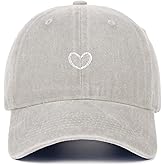 Epsoco Vintage Heart Embroidered Washed Baseball Cap for Women Cute Cotton Low Profile Adjustable Dad Hat