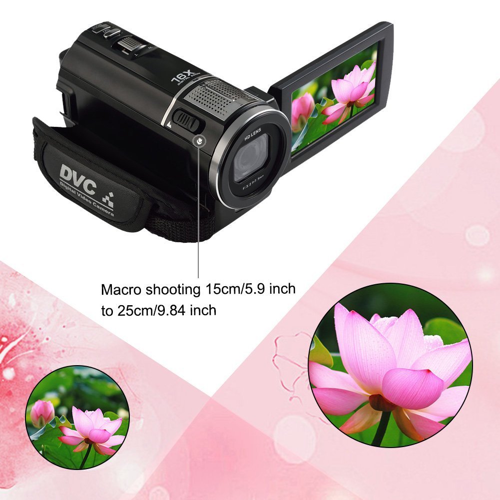 Camcorder 1080p Full HD Digital Video Camera Close up 24.0 MP Camera 3 Inch LCD Touch Screen Video Recorder