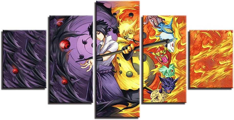 Karrnta Canvas Wall Art Canvas Prints Painting 5 Panels Pieces Multiple Pictures Anime Naruto Character Printed on Canvas Posters Wall Decorations Gifts,10x15x2+10x20x2+10x25x1