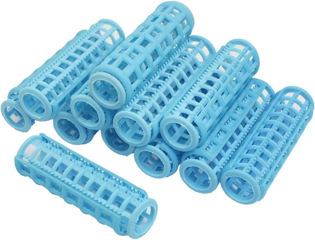 Rosallini 12 Pcs Women DIY Hair Curling Tool Blue Plastic