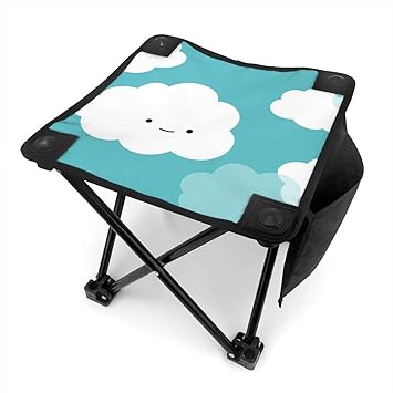 Amazon アウトドアチェア 折りたたみスツール コンパクトイスミニ 白い雲 可愛い ポッケト付き 携帯便利 専用バッグ付き キャンプ椅子 お釣り 登山 お花見 花火大会用 耐荷重100kg カイキサケ チェア