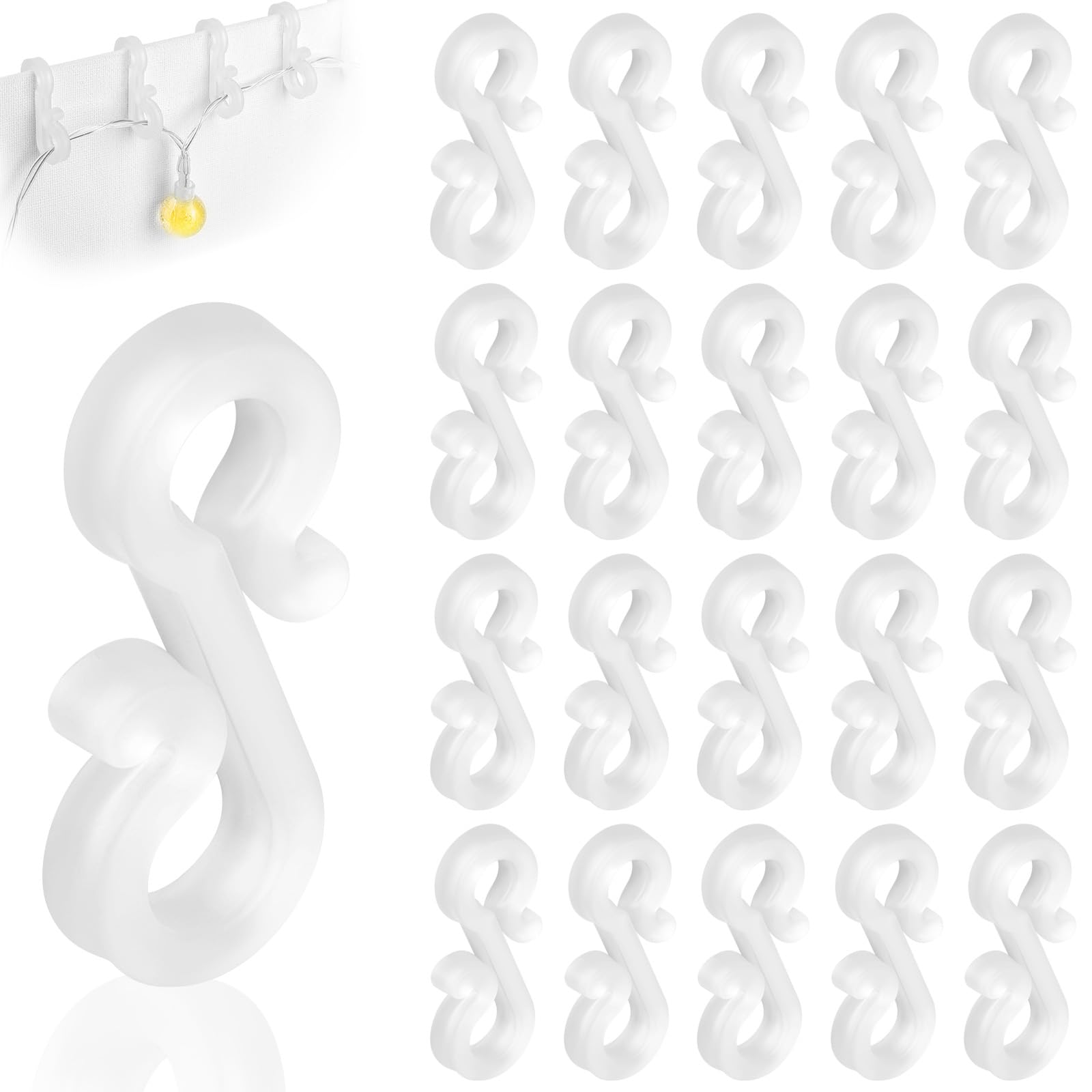 Flintronic Gutter Hooks for Outdoor Lights, 120 Pcs Plastic S Gutter Clips for Christmas Lights, Clips Hanger for Xmas Party, Icicle Fairy Lights, String/Rope Lights Decorations (White)