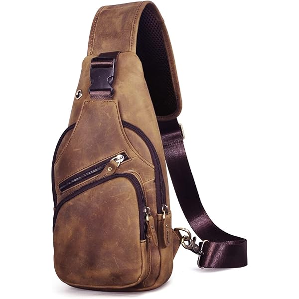 Amazon.com: BULLCAPTAIN Genuine Leather Sling Bag with USB