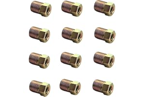 DEWHEL 12PCS 3/8-24 Inverted Flare Gold Zinc Tube Nut Fitting 3/16 Steel Brake Line Tubing