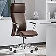 ZURI Draper Leather Executive Chair with Aluminum Frame- Dark Brown