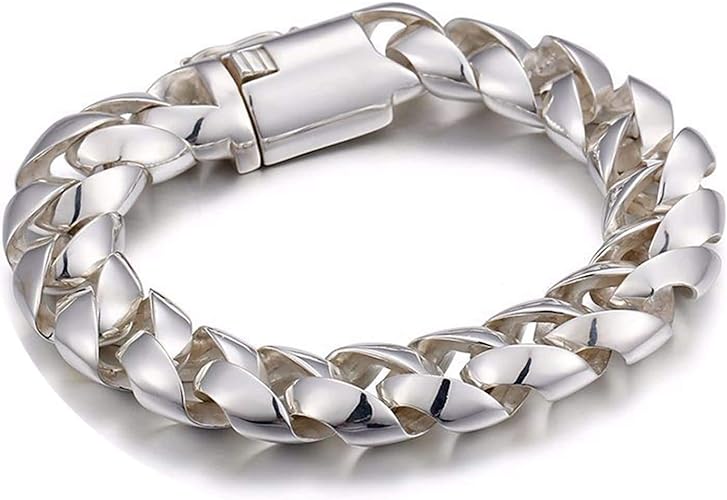 Daesar 925 Sterling Silver Bracelet for Men Curb Chain Silver Bracelet ...