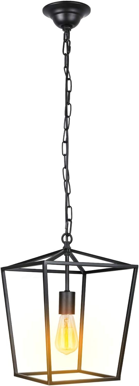 Paragon Home Pendant Light Hanging Lantern Lighting Fixture for Kitchen and Dining Room, Industrial Retro Iron Chandelier Fixture,E26 Base, Black (Bulbs Not Included): Home Improvement