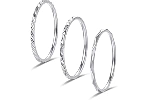 KAZITSAN 1mm 3pc Women Men Stainless Steel Rings fashion Plain Band Knuckle Stacking Midi Rings Silver/Rose Gold Wedding Band Comfort Fit