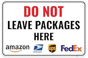 VENICOR 1PC Do Not Leave Packages Here Sign, 12 x 8 Inches - Aluminum - No Deliveries At This Door Entrance Sign