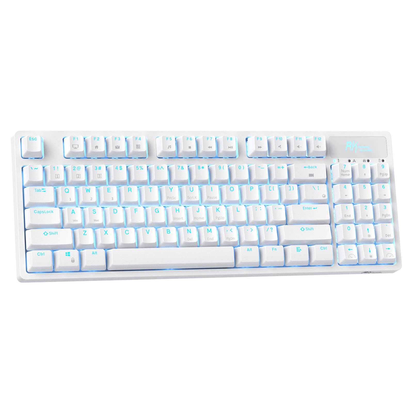 RK ROYAL KLUDGE RK89 85% Triple Mode BT5.0/2.4G/USB-C Hot Swappable Mechanical Keyboard, 89 Keys Compact Mechanical Keyboard with Detachable Frame & Software (Hot-Swappable Brown Switch, White)