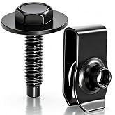 weideer 50PCS M6-1.0 Universal Fender Liner Screw U Nut Kit,Engine Splash Shield Hex Head Screw U Clips,Automotive Body Screws Clips(25sets) K-194-25