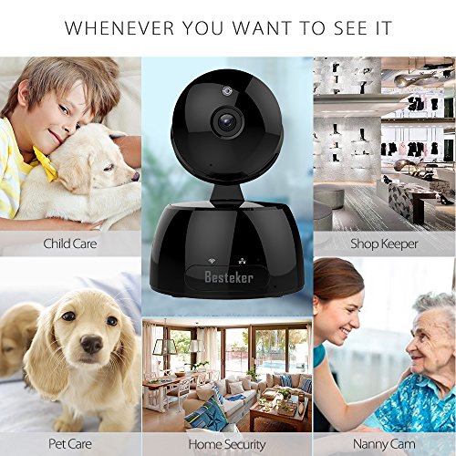 Security Camera, WIFI IP Camera, Besteker HD 720P Dome Camera, Security System Wireless Camera with IR Night Vision Motion Detection, Two-Way Audio(Black) - Thumbnail 7