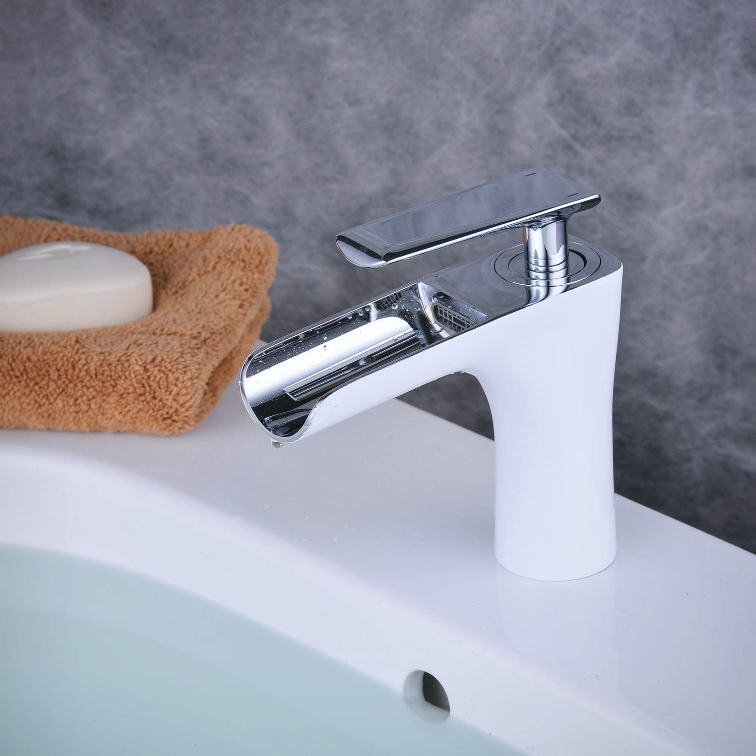 Beelee Wasserhahn Weiß und Chrom Badarmatur Waschbecken Waschbecken