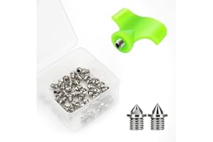 Lejof 50 Pcs Track Spikes, 1/8in & 3/16in & 1/4in & 3/8in & 1/2in Steel Track Shoe Spikes Replacements wiht Spike Wrench for Sports Running Track Shoes