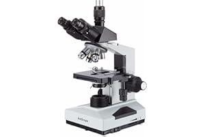 AmScope T490B Compound Trinocular Microscope, WF10x and WF20x Eyepieces, 40X-2000X Magnification, Brightfield, Halogen Illumi