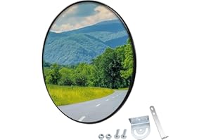 NBYTLT 24" Convex Traffic Mirror, Outdoor-use Wall-Mounted Blind Spot Mirror, Curved Safety Mirror with Adjustable Bracket, f